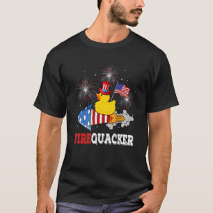 4th Of July Patriotic Firecracker Rubber Duck Fire T-Shirt