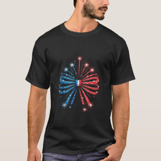4th of July Patriotic Firework Bow with Stars and  T-Shirt