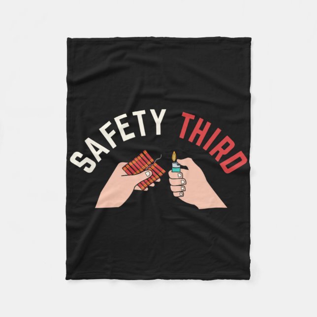 4th Of July Patriotic Fireworks Safety Third  Fleece Blanket (Front)