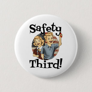 4th Of July Patriotic Fireworks Safety Third Vinta 6 Cm Round Badge