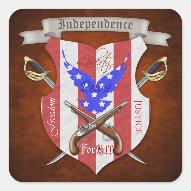 4th of July Patriotic Freedom Crest Stickers (Front)