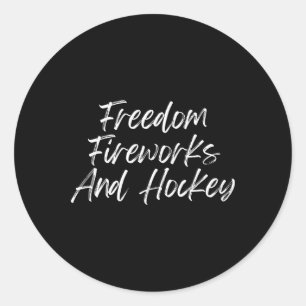 4th Of July Patriotic Freedom Fireworks Hockey Fai Classic Round Sticker
