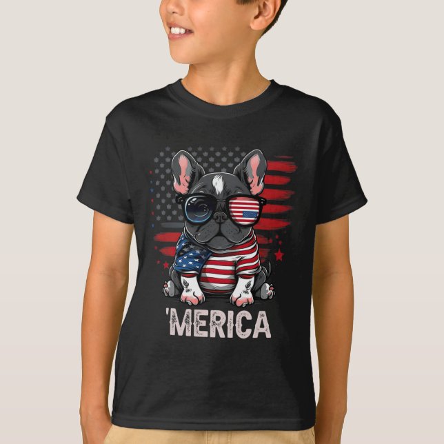 4th Of July Patriotic Frenchie Dog Merica  T-Shirt (Front)
