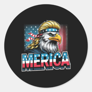 4th Of July Patriotic Funny Eagle July 4th Usa Mer Classic Round Sticker