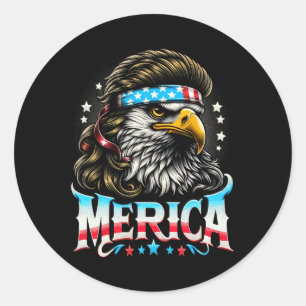 4th Of July Patriotic Funny Eagle July 4th Usa Mer Classic Round Sticker