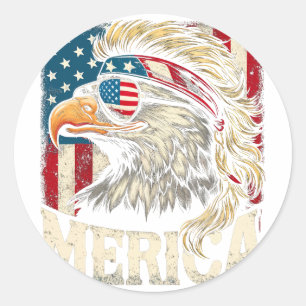 4th Of July Patriotic Funny Eagle July 4th Usa Mer Classic Round Sticker