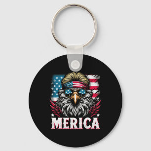 4th Of July Patriotic Funny Eagle July 4th Usa Mer Key Ring