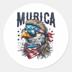 4th Of July Patriotic Funny Eagle July 4th Usa Mur Classic Round Sticker