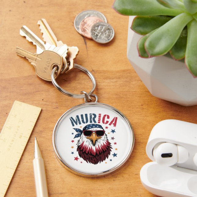 4th of July Patriotic Funny Eagle USA Key Ring (Desk)