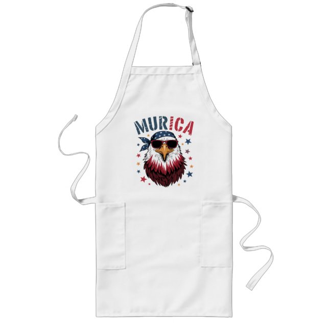 4th of July Patriotic Funny Eagle USA Long Apron (Front)