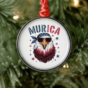 4th of July Patriotic Funny Eagle USA Metal Ornament