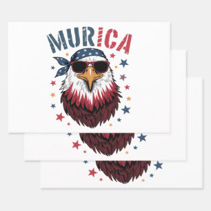 4th of July Patriotic Funny Eagle USA Wrapping Paper Sheet