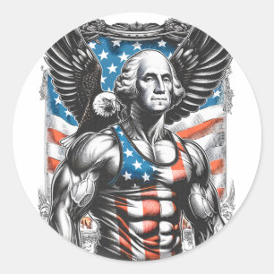 4th Of July Patriotic Funny George Washington July Classic Round Sticker
