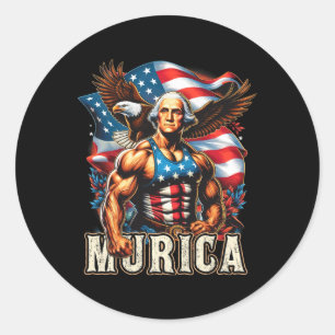 4th Of July Patriotic Funny George Washington July Classic Round Sticker