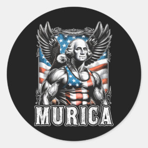 4th Of July Patriotic Funny George Washington July Classic Round Sticker