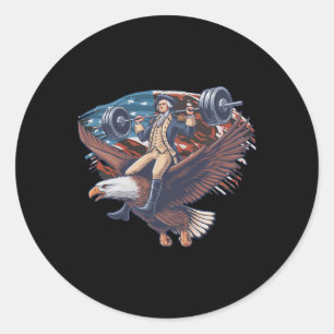 4th Of July Patriotic Funny George Washington July Classic Round Sticker