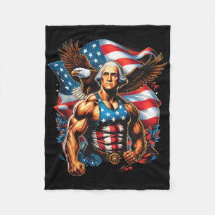 4th Of July Patriotic Funny George Washington July Fleece Blanket