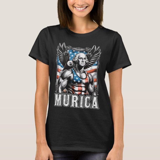 4th Of July Patriotic Funny George Washington July T-Shirt (Front)