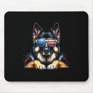 4th Of July Patriotic German Shepherd American Fla Mouse Pad