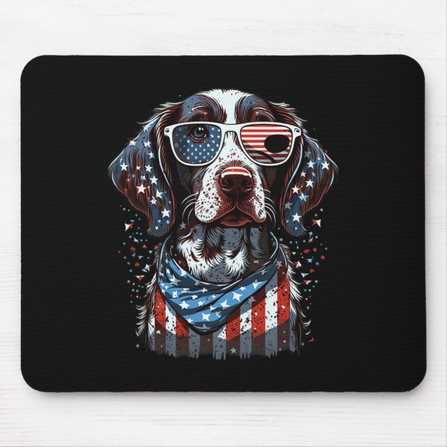 4th Of July Patriotic German Shorthaired Pointer D Mouse Pad (Front)
