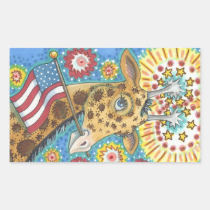 4th OF JULY PATRIOTIC GIRAFFE STICKERS Rec, Sheet