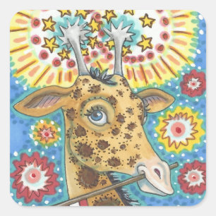 4th OF JULY PATRIOTIC GIRAFFE STICKERS Squ, Sheet