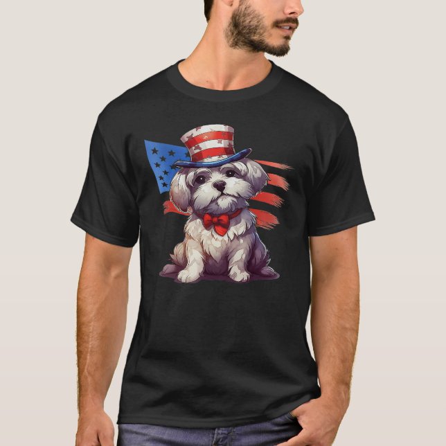 4th Of July Patriotic Glen Of Imaal Terrier Dog T-Shirt (Front)
