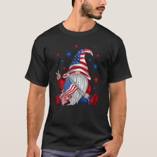 4th Of July Patriotic Gnome Funny American Flag T-Shirt