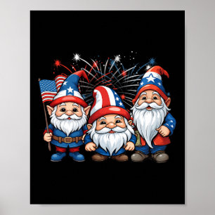 4th Of July Patriotic Gnomes American Flag Usa Gno Poster