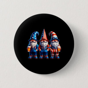 4th Of July Patriotic Gnomes Funny American 6 Cm Round Badge