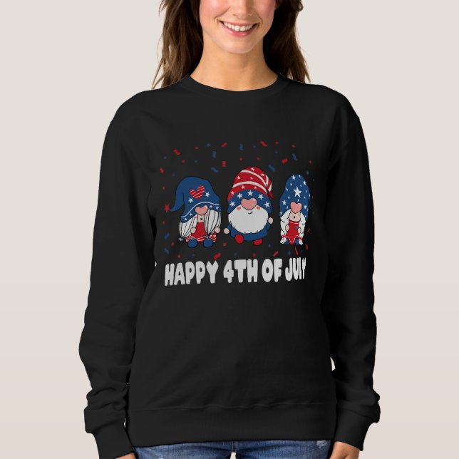 4th Of July  Patriotic Gnomes Sunglasses American  Sweatshirt (Front)