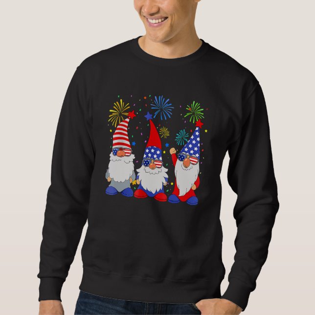 4th Of July  Patriotic Gnomes Sunglasses American  Sweatshirt (Front)