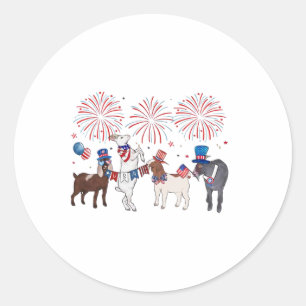 4th Of July Patriotic Goat Usa American Flag Goat Classic Round Sticker
