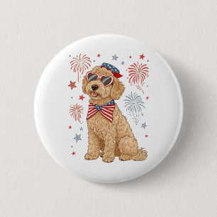 4th Of July Patriotic Goldendoodle Coquette Bow Us 6 Cm Round Badge