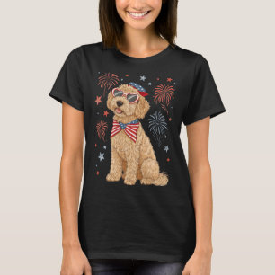 4th Of July Patriotic Goldendoodle Coquette Bow Us T-Shirt