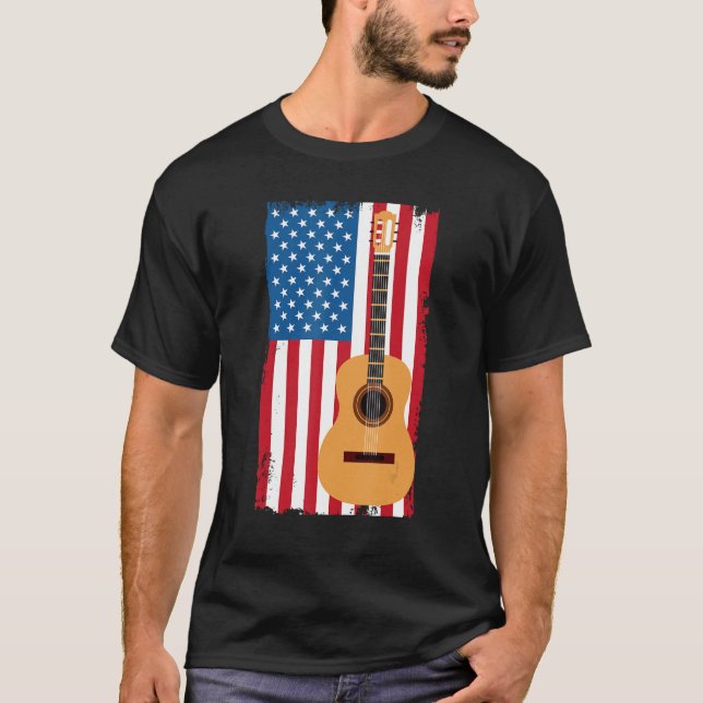 4th Of July Patriotic Guitarist American Flag Guit T-Shirt (Front)