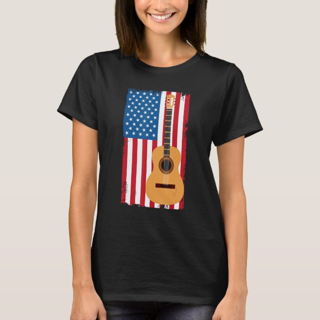4th Of July Patriotic Guitarist American Flag Guit T-Shirt (Front)