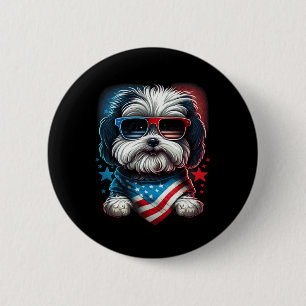 4th Of July Patriotic Havanese Dog Us Flag 6 Cm Round Badge
