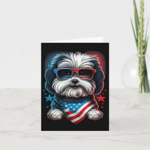4th Of July Patriotic Havanese Dog Us Flag Card