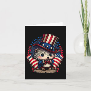 4th Of July Patriotic Hedgehog Us Flag  Card