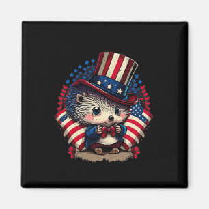 4th Of July Patriotic Hedgehog Us Flag Magnet