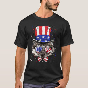 4th of July Patriotic Hedgehog Wearing USA Flag Su T-Shirt
