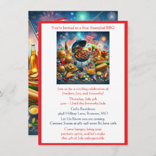 4th of July Patriotic Holiday BBQ Invitation