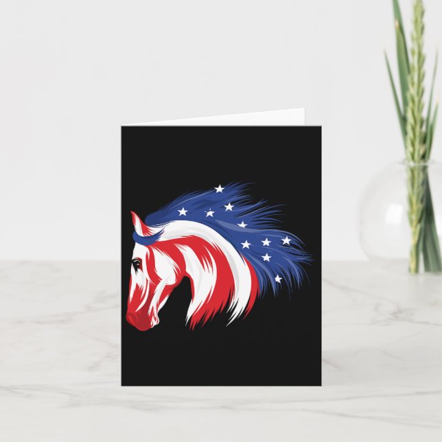 4th Of July Patriotic Horse American Flag Horsebac Card (Front)