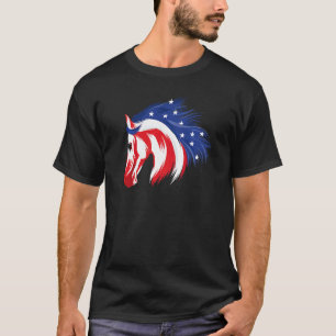 4th Of July Patriotic Horse American Flag Horsebac T-Shirt