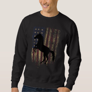 4th Of July Patriotic Horse American Flag Usa Eque Sweatshirt