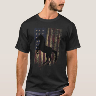 4th Of July Patriotic Horse American Flag Usa Eque T-Shirt