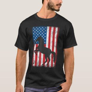 4th Of July Patriotic Horse American Flag Usa Eque T-Shirt