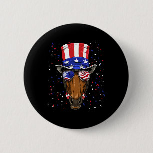 4th Of July Patriotic Horse Usa Flag Horseback Rid 6 Cm Round Badge