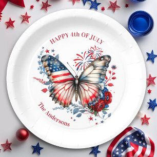 4th of July Patriotic Independence Day Family Name Paper Plate